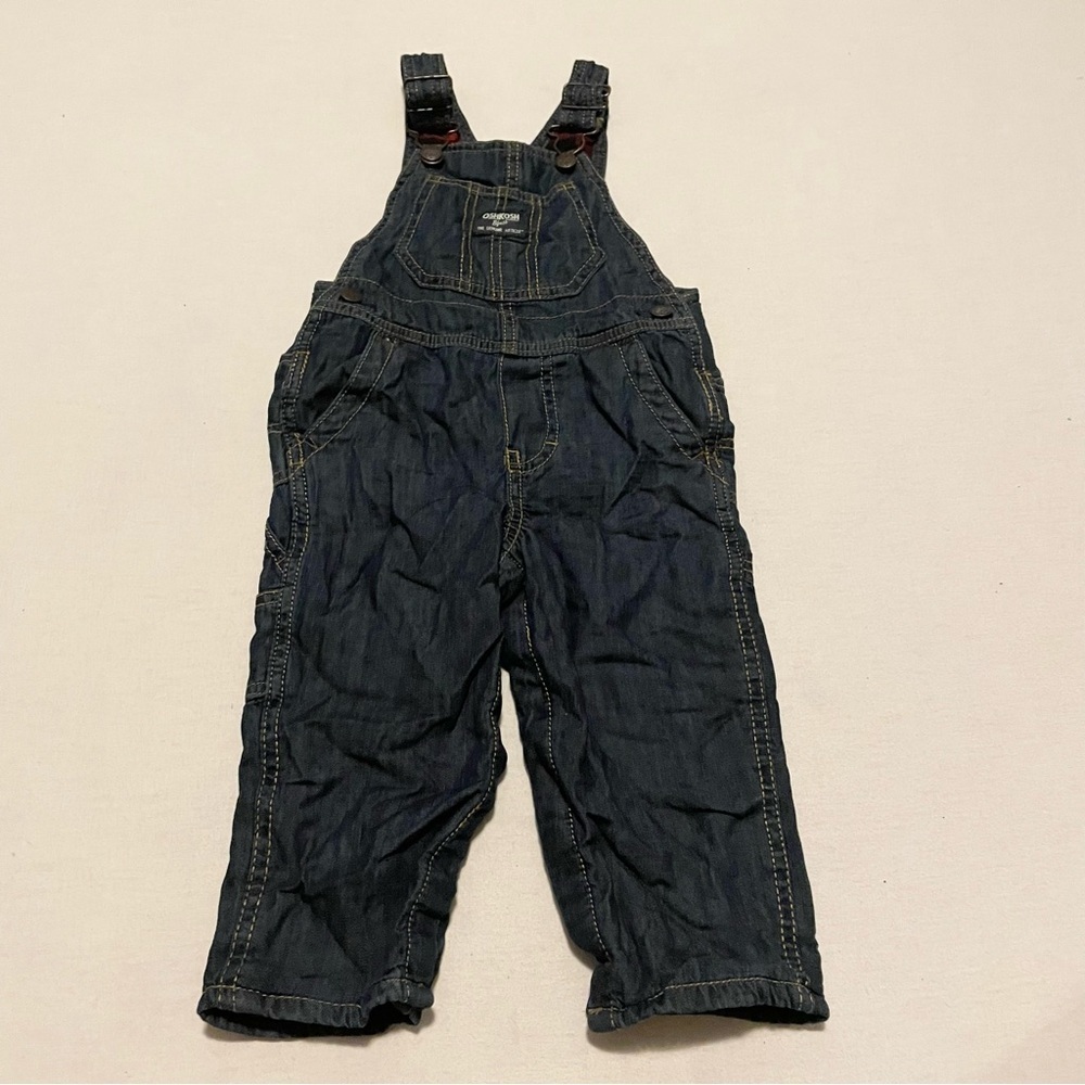 Denim Oshkosh Overalls for Baby Red Fleece Lined Size 18 Months